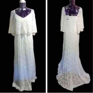 Torrid Romantic Boho Ivory Lace Capelet Wedding Dress Gown Soft Girl Faircore 14